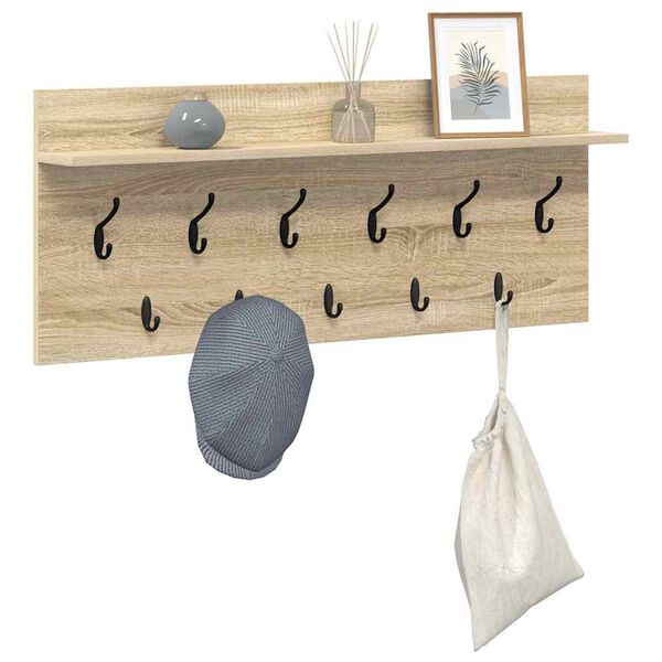 vidaXL Porte-manteau mural avec &eacute;tag&egrave;re Ch&ecirc;ne Sonoma 100 x 40 x 12 cm