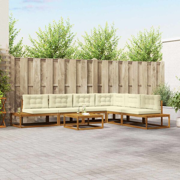 vidaXL Ensemble de canap&eacute;s d'ext&eacute;rieur 7 Pi&egrave;ce Naturel et Cr&egrave;me
