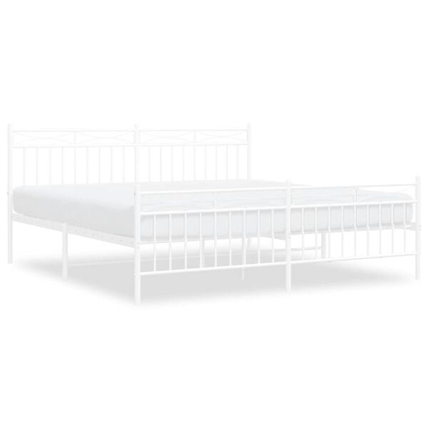vidaXL Cadre de lit m&eacute;tal sans matelas et pied de lit blanc 183x213 cm