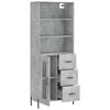 vidaXL Buffet haut Gris b&eacute;ton 69,5x34x180 cm Bois d'ing&eacute;nierie