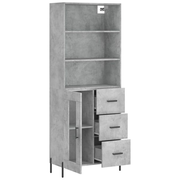 vidaXL Buffet haut Gris b&eacute;ton 69,5x34x180 cm Bois d'ing&eacute;nierie