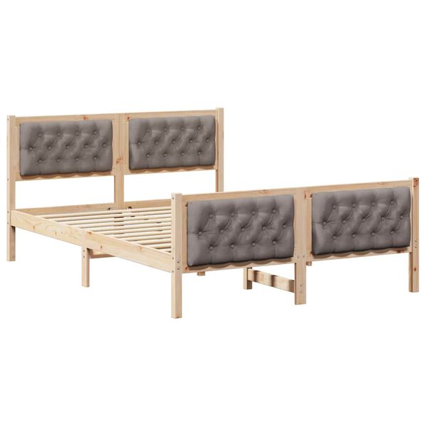 vidaXL Cadre de lit avec tête de lit Taupe 140 x 190 cm Pin massif