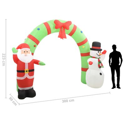 vidaXL Arche gonflable avec Père Noël et bonhomme de neige LED 223 cm