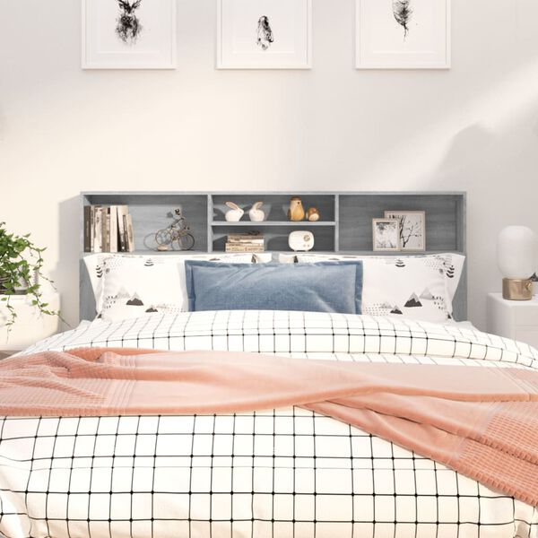 vidaXL Armoire de t&ecirc;te de lit Sonoma gris 180x19x103,5 cm