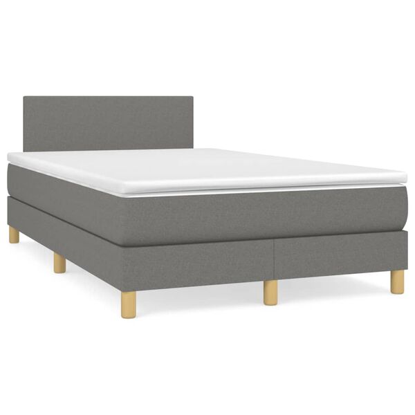 vidaXL Sommier &agrave; lattes de lit matelas LED gris fonc&eacute; 120x190 cm tissu
