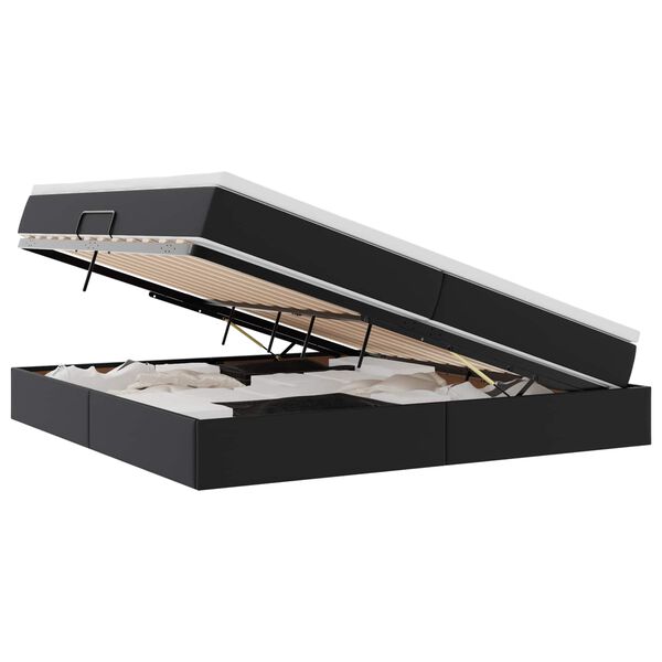 vidaXL Lit avec rangement et matelas Noir 200 x 200 cm Simili cuir