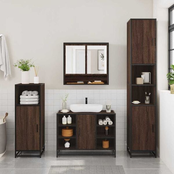 vidaXL Ensemble de meubles de salle de bain 2 pcs Chêne marron
