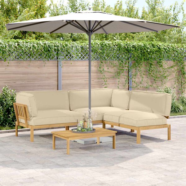 vidaXL Ensemble de Canap&eacute;s Uni 4 pcs Beige Bois d'Acacia Massif