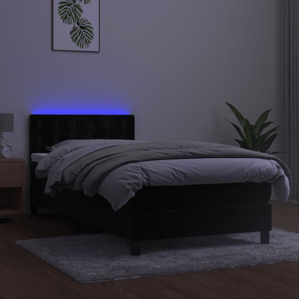 vidaXL Sommier &agrave; lattes de lit avec matelas et LED Noir 80x200cm