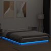 vidaXL Cadre de lit et lumières LED sans matelas sonoma gris 135x190cm