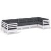 vidaXL Salon de jardin 7 pcs avec coussins blanc bois de pin