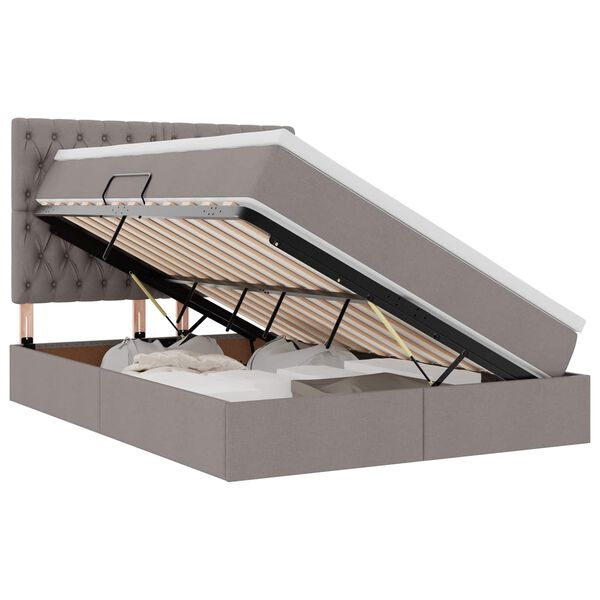 vidaXL Lit avec rangement et LED avec LED Taupe 140 x 190 cm Polyester