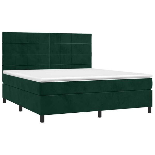 vidaXL Sommier &agrave; lattes de lit matelas et LED Vert fonc&eacute; 180x200 cm
