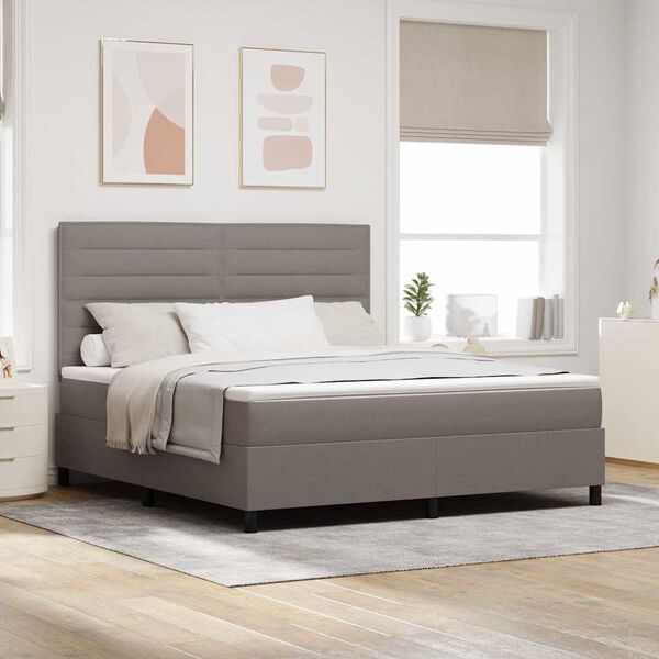vidaXL Lit &agrave; ressorts avec matelas Taupe 180 x 200 cm tissu