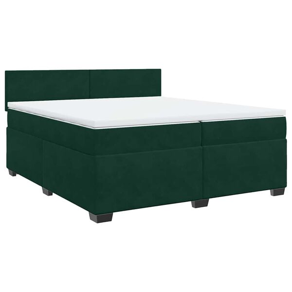 vidaXL Sommier &agrave; lattes de lit et matelas Vert fonc&eacute; 200x200cm Velours