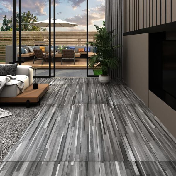vidaXL Dalles de plancher PVC autoadhésif 5,21 m² 2 mm gris rayé