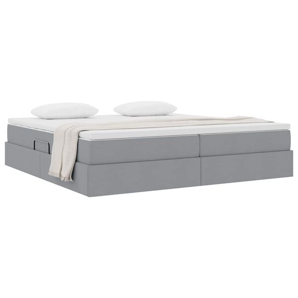 vidaXL Lit avec rangement et matelas Gris clair 200 x 200 cm Polyester