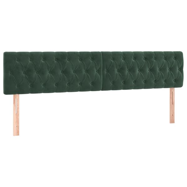 vidaXL T&ecirc;te de lit &agrave; LED Vert fonc&eacute; 200x7x78/88 cm Velours