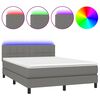 vidaXL Sommier &agrave; lattes de lit et matelas et LED Gris fonc&eacute; 140x190 cm
