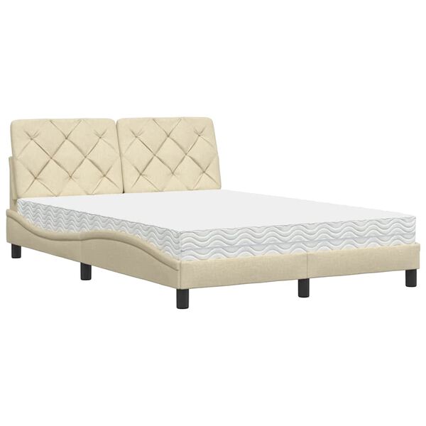 vidaXL Lit avec matelas cr&egrave;me 120x200 cm tissu