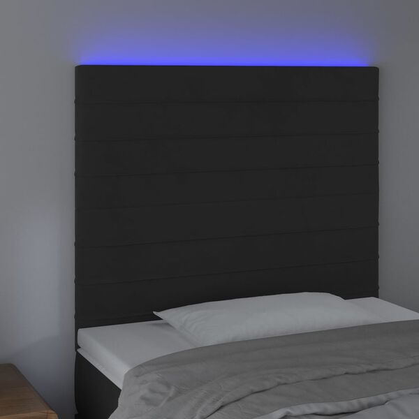 vidaXL T&ecirc;te de lit &agrave; LED Noir 80x5x118/128 cm Velours