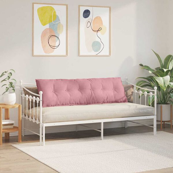 vidaXL Coussin de Dos Rose 160 x 50 cm Tissu en velours c&ocirc;tel&eacute;