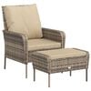 vidaXL Chaise de jardin avec tabouret marron clair r&eacute;sine tress&eacute;e