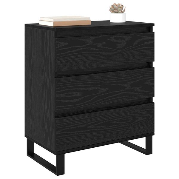 vidaXL Buffet avec tiroir Ch&ecirc;ne noir 60 x 35 x 70 cm Bois d'ing&eacute;nierie