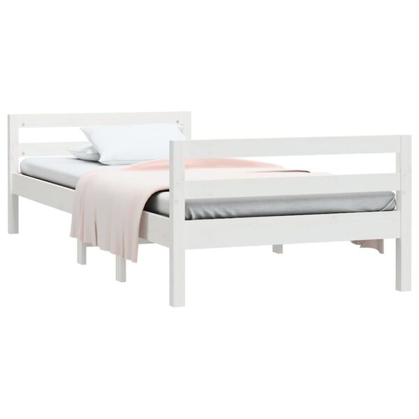 vidaXL Cadre de lit sans matelas blanc 90x190 cm bois de pin massif