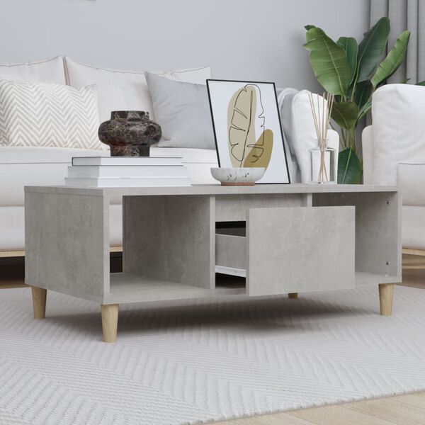 vidaXL Table basse Gris b&eacute;ton 90x50x36,5 cm Bois d'ing&eacute;nierie