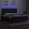 vidaXL Sommier &agrave; lattes de lit et matelas et LED Noir 200x200 cm Tissu