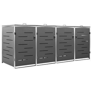 vidaXL Abri pour quatre poubelles 276,5x77,5x115 cm Inox