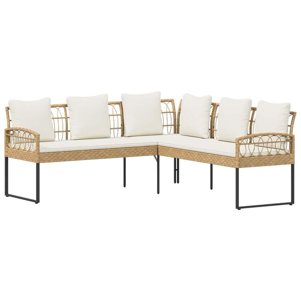 vidaXL Ensemble de canap&eacute; de jardin avec coussin 2 pcs Naturel Acier