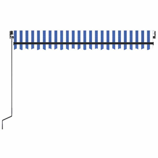vidaXL Auvent manuel r&eacute;tractable avec LED 450x300 cm Bleu et blanc