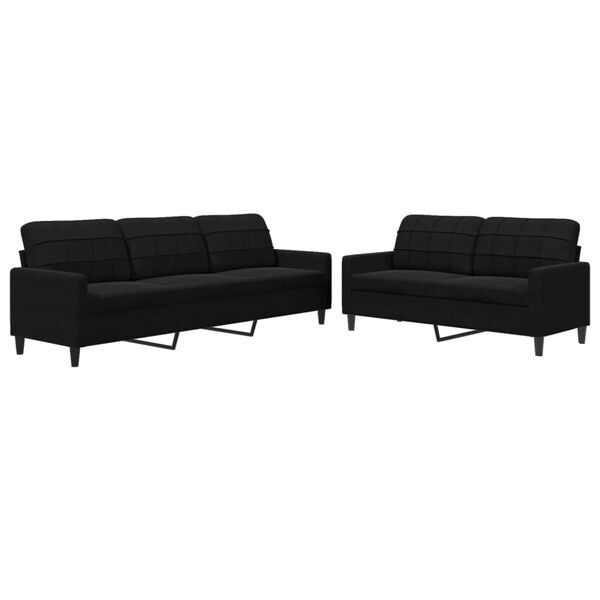 vidaXL Ensemble de canap&eacute;s 2 pcs avec coussins Noir Velours