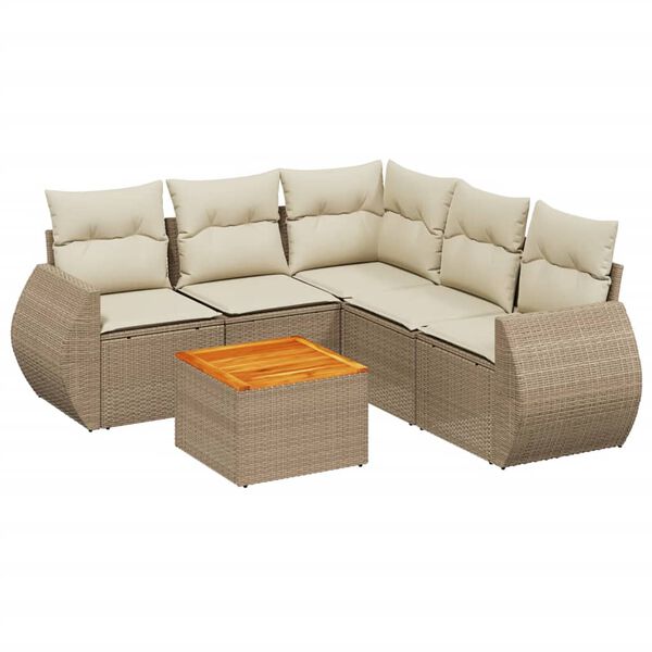 vidaXL Salon de jardin avec coussins 6 pcs beige r&eacute;sine tress&eacute;e