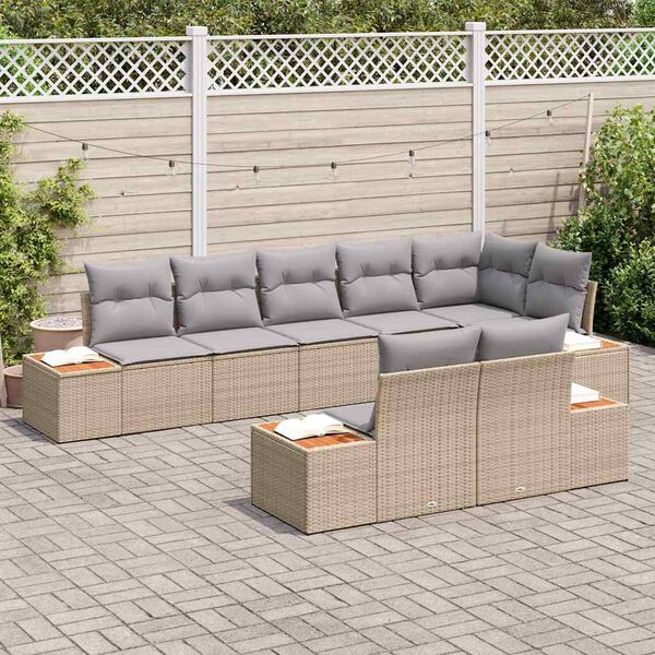 vidaXL Ensemble de canap&eacute; de jardin 8 pcs Beige et Gris clair