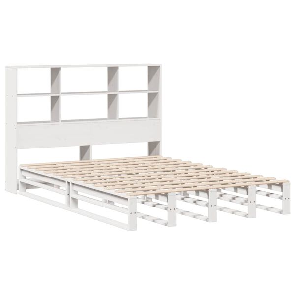 vidaXL Lit biblioth&egrave;que sans matelas blanc 140x200 cm bois massif