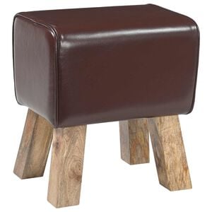 vidaXL banc 40 x 30 x 45 cm Cuir v&eacute;ritable Marron fonc&eacute;