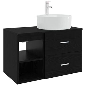 vidaXL Ensemble de mobilier de salle de bain 2 pcs Ch&ecirc;ne noir