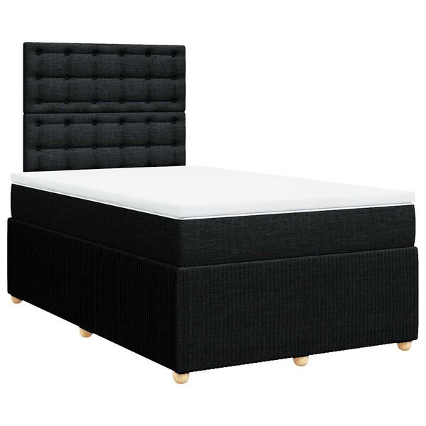 vidaXL Sommier &agrave; lattes de lit avec matelas Noir 120x200 cm Tissu