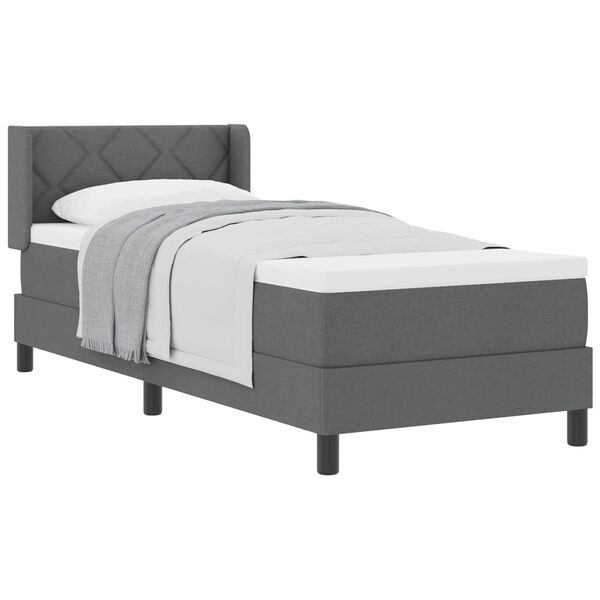 vidaXL Lit &agrave; ressorts avec matelas Gris fonc&eacute; 200 x 80 cm tissu