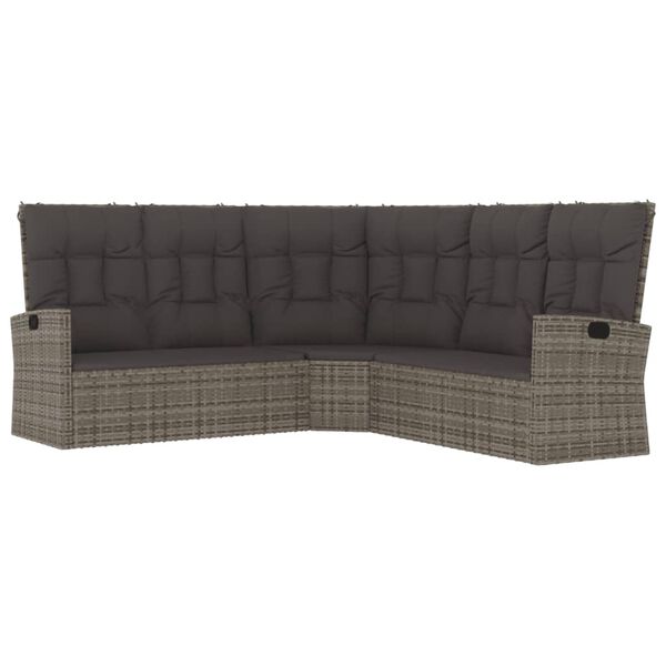 vidaXL Salon de jardin 4 pcs avec coussins Gris R&eacute;sine tress&eacute;e