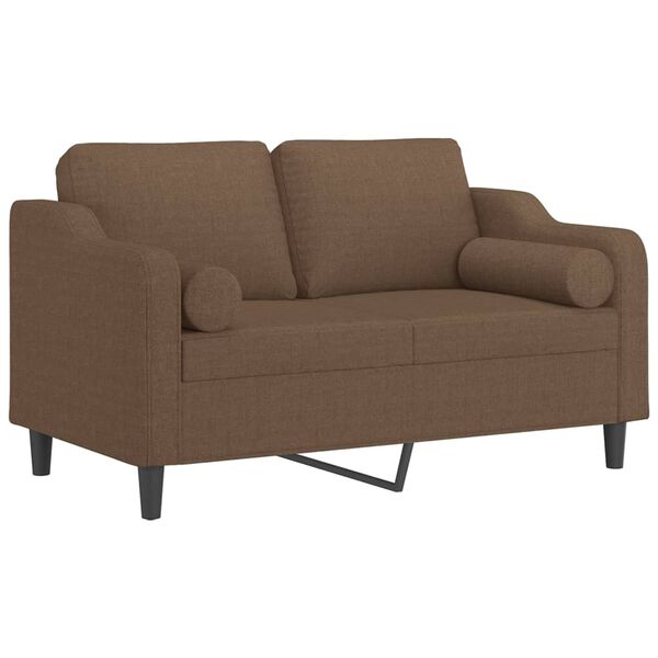 vidaXL Canapé 2 places avec oreillers décoratifs marron 120 cm tissu