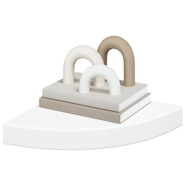 vidaXL &Eacute;tag&egrave;res d'angle flottantes 2 pcs blanc 25x25x3,8 cm MDF