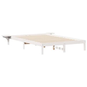 vidaXL Cadre de lit avec tables de chevet Blanc 160 x 220 cm
