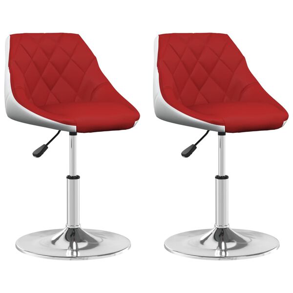 vidaXL Chaises &agrave; manger pivotantes lot de 2 bordeaux/blanc similicuir