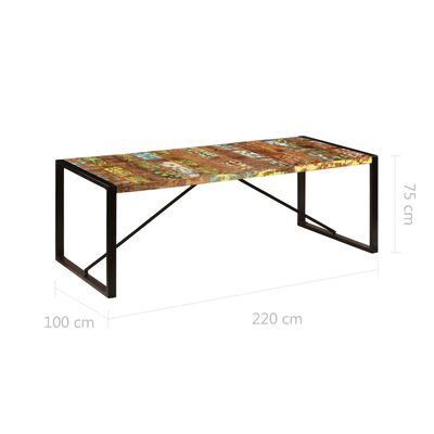 vidaXL Table à dîner 220x100x75 cm Bois de récupération solide