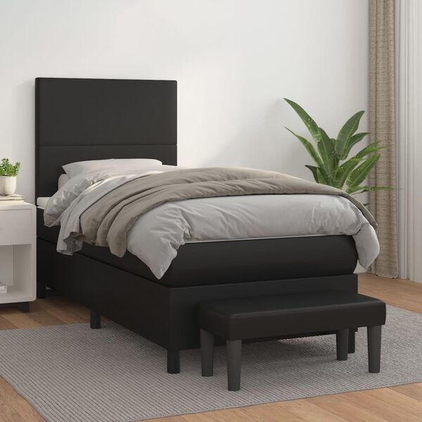 vidaXL Sommier à lattes de lit avec matelas Noir 80x200cm Similicuir