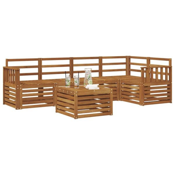 vidaXL Ensembles de canap&eacute;s 6 pcs Naturel Bois d'Acacia Massif